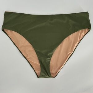 J. Crew Women's High Rise Bikini Swim Bottom Size 2X Green High Cut Leg UPF 50